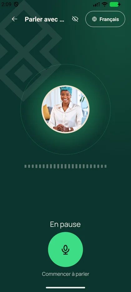 Application mobile Xetalli : conversation vocale avec Aïda